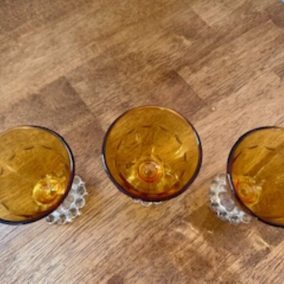Vintage Anchor Hocking Amber Boopie Glasses – Set of 3 Bubble Base Cordials - Picture 5 of 5